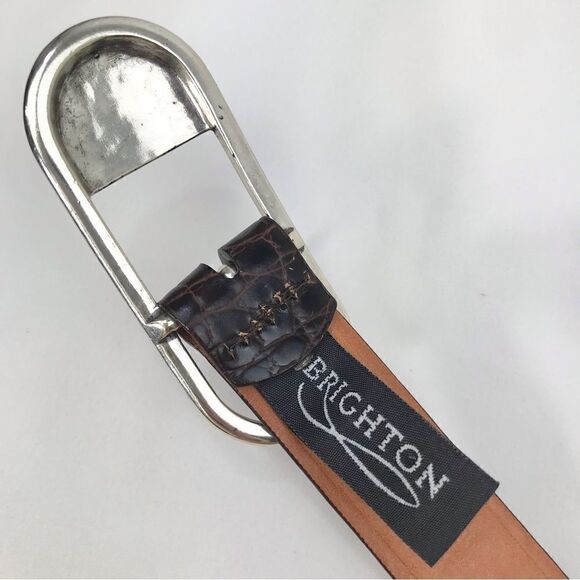 Brighton Brown Leather Weave and Reptile Pattern Belt - Picture 11 of 13